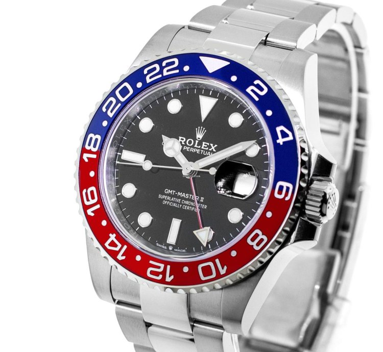 Rolex Gmt-master Ii 40mm Stainless Steel Black Dial Pepsi Red Blue Bezel 126710