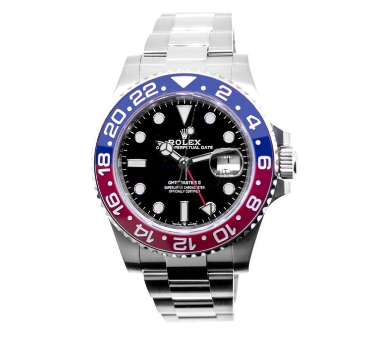 Rolex Gmt-master Ii 40mm Stainless Steel Black Dial Pepsi Red Blue Bezel 126710