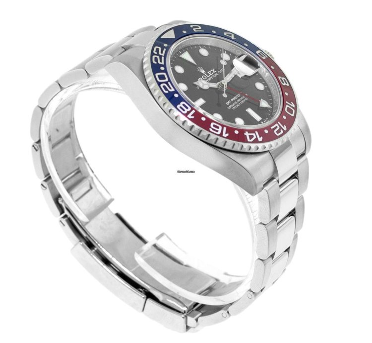 Rolex Gmt-master Ii 40mm Stainless Steel Black Dial Pepsi Red Blue Bezel 126710