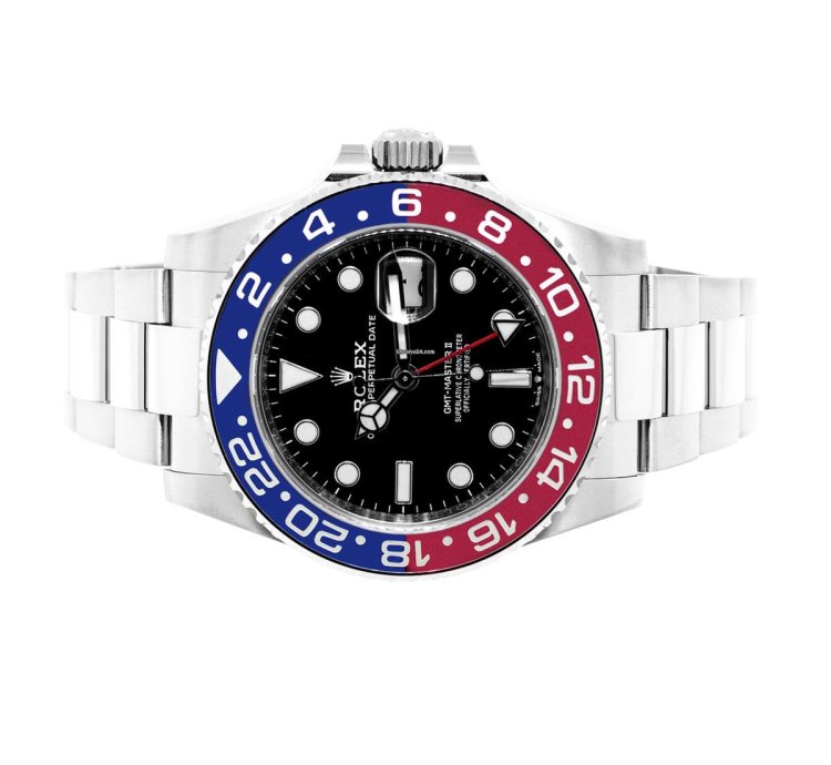 Rolex Gmt-master Ii 40mm Stainless Steel Black Dial Pepsi Red Blue Bezel 126710