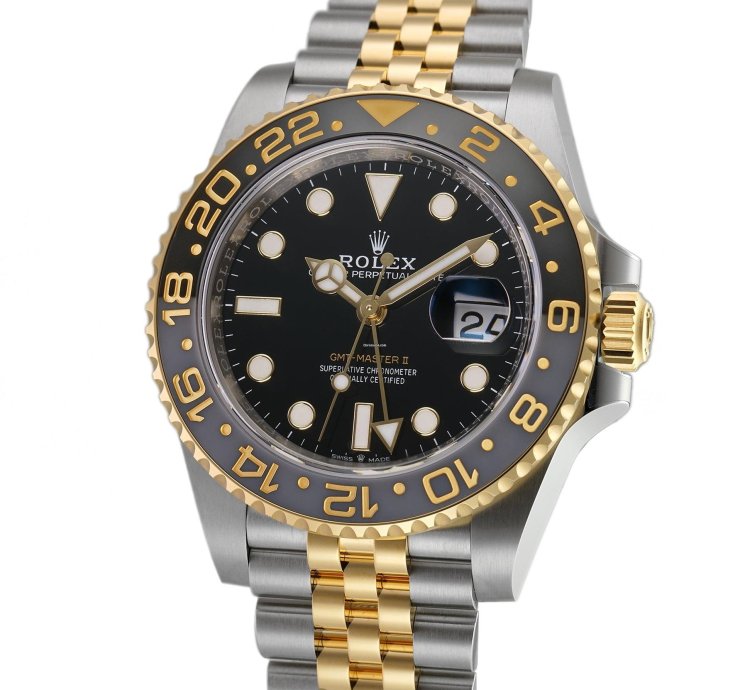 Rolex Gmt-master Ii 40mm Steel Yellow Gold Ceramic Bezel Black Dial Jubilee Bracelet