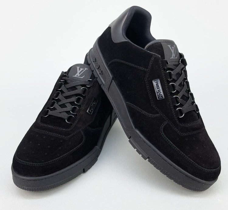 Low Top Sneaker Black Suede Lv Monogram
