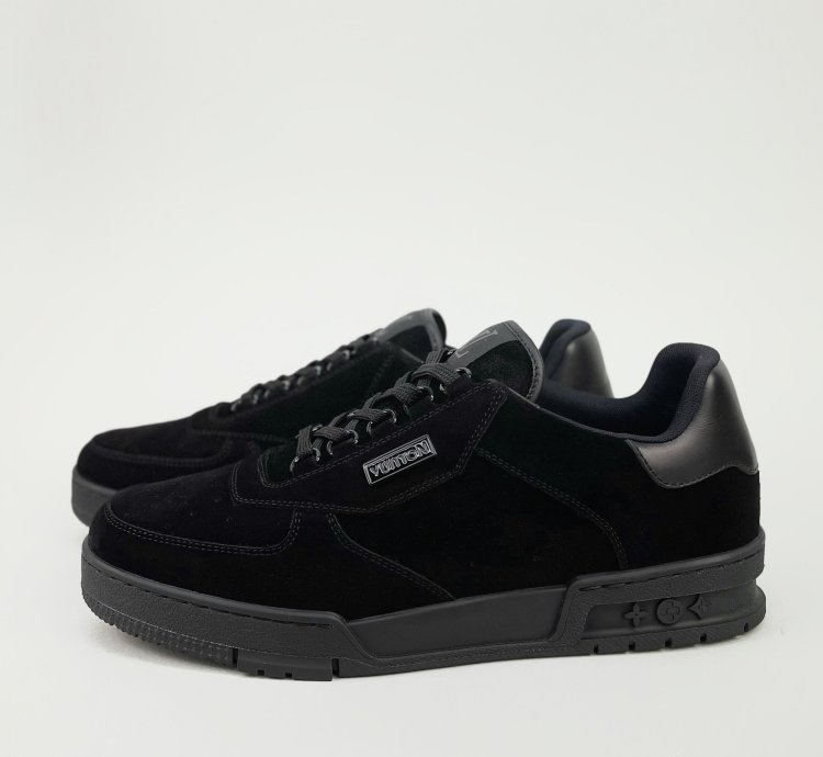 Low Top Sneaker Black Suede Lv Monogram