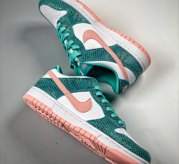 Nike Dunk Low snakeskin Whiteteal-pink Dr8577-300 For