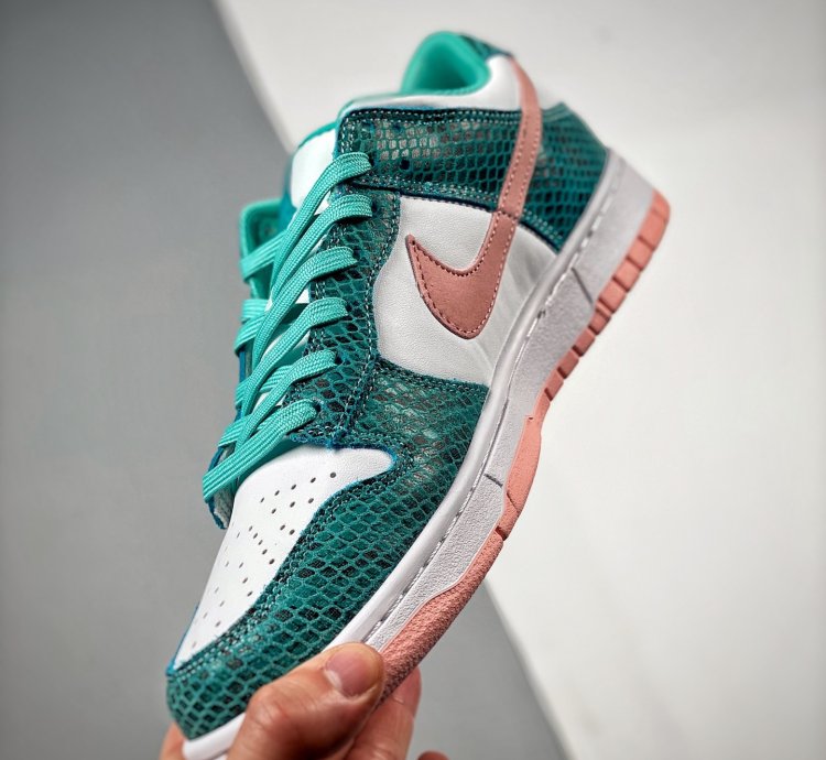 Nike Dunk Low snakeskin Whiteteal-pink Dr8577-300 For