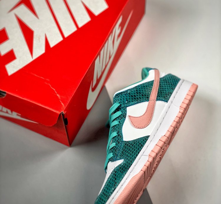 Nike Dunk Low snakeskin Whiteteal-pink Dr8577-300 For
