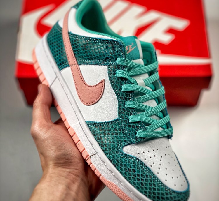 Nike Dunk Low snakeskin Whiteteal-pink Dr8577-300 For