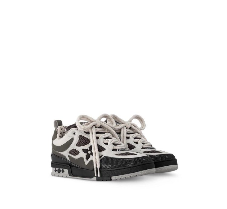 Lv Skate Sneakers Leather Monogram Logo Grey White