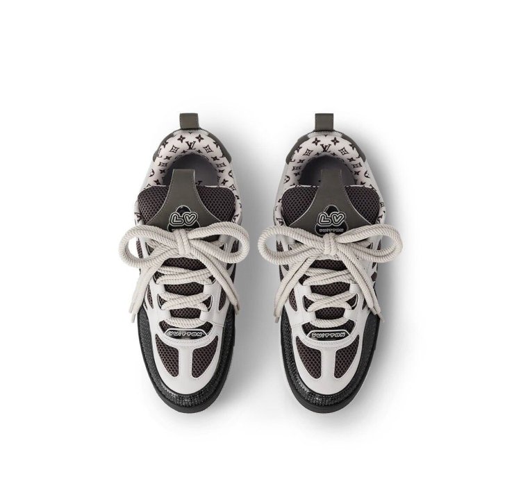 Lv Skate Sneakers Leather Monogram Logo Grey White