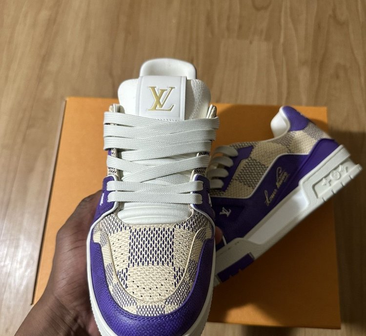 Lv Trainer Leather Sneakers Monogram Purple