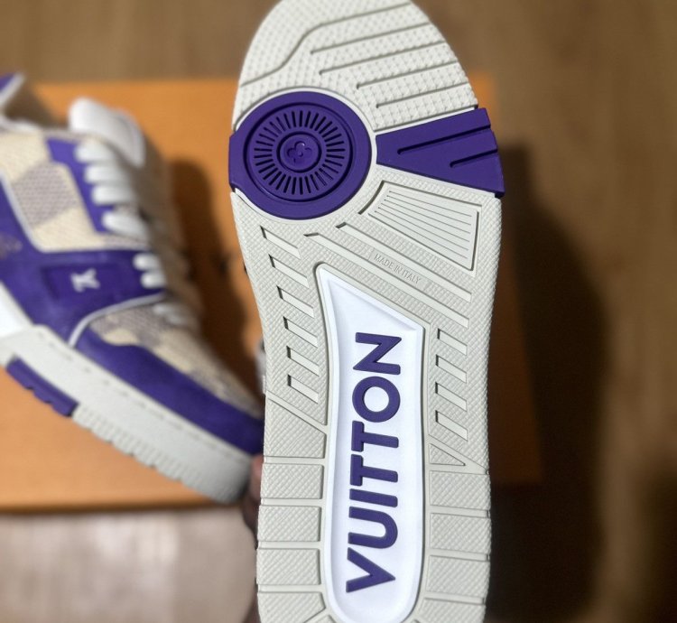 Lv Trainer Leather Sneakers Monogram Purple