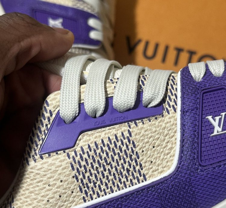 Lv Trainer Leather Sneakers Monogram Purple