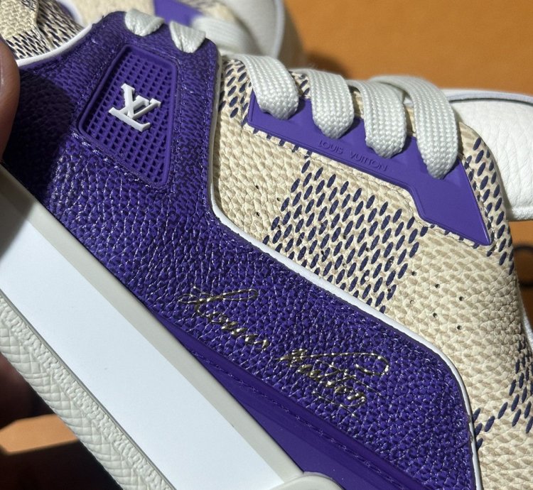 Lv Trainer Leather Sneakers Monogram Purple