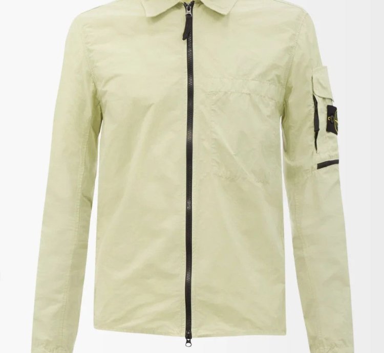 500 Ss22 Logo Zipped Overshirt Green