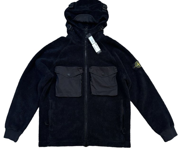 1000 Stone Island Fleece Cotton Pile Hooded Sherpa Jacket