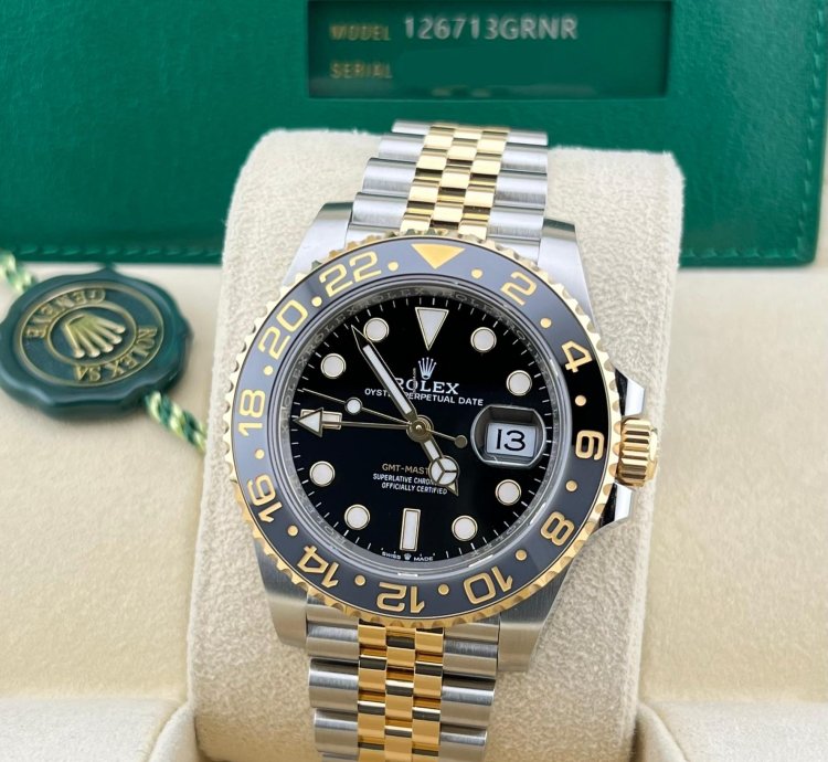 Rolex Gmt-master Ii In Stock 2024 Gmt-master Ii Black Dial 126713grnr 18k Two Tone Yg Jubilee Bracelet