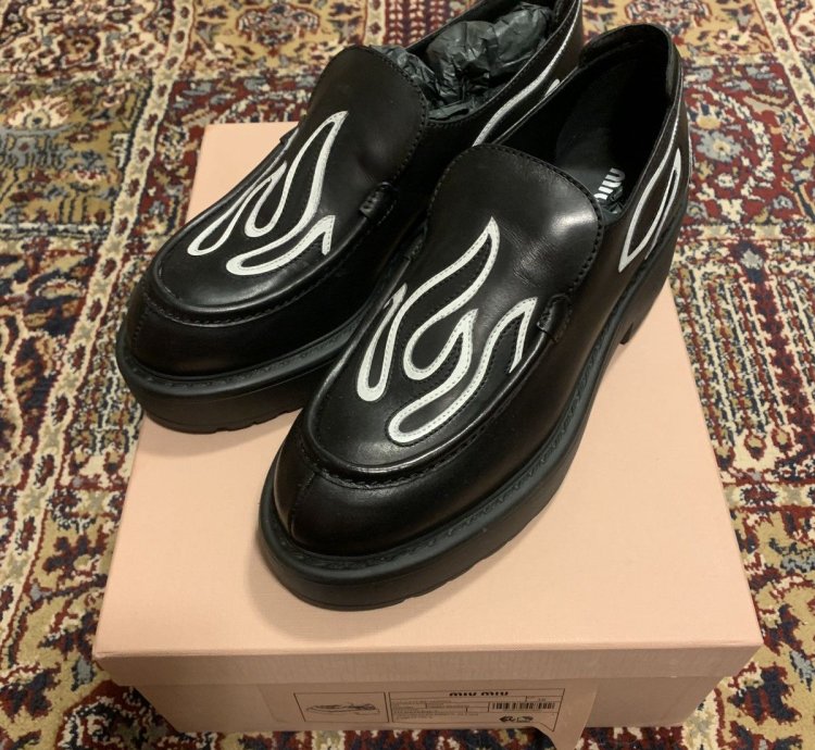 Miu Miu Flame Leather Loafers