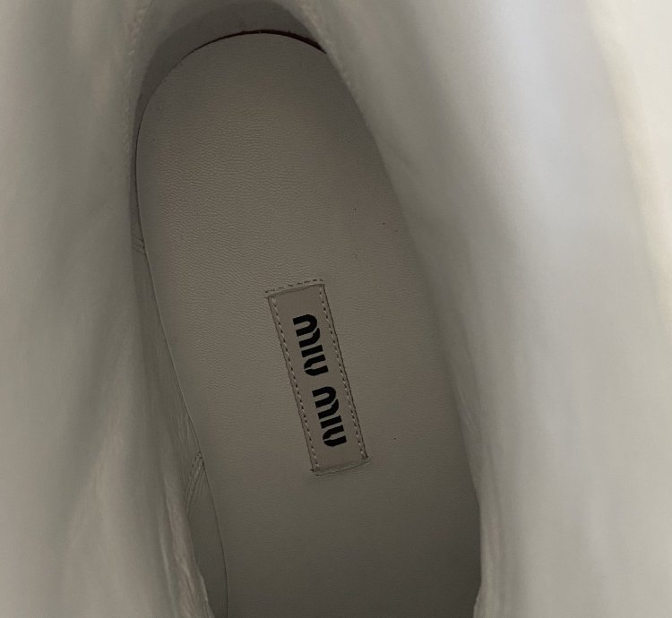 Miu Miu White Glossy Enamel Patent Leather Boots