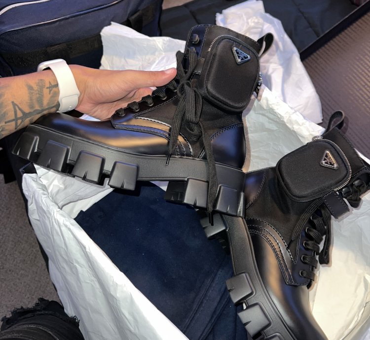 Monolith Leather And Nylon Fabric Boots