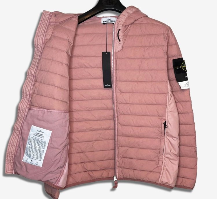825 Stone Island Light Pink Down Stretch Nylon Jacket Nwt