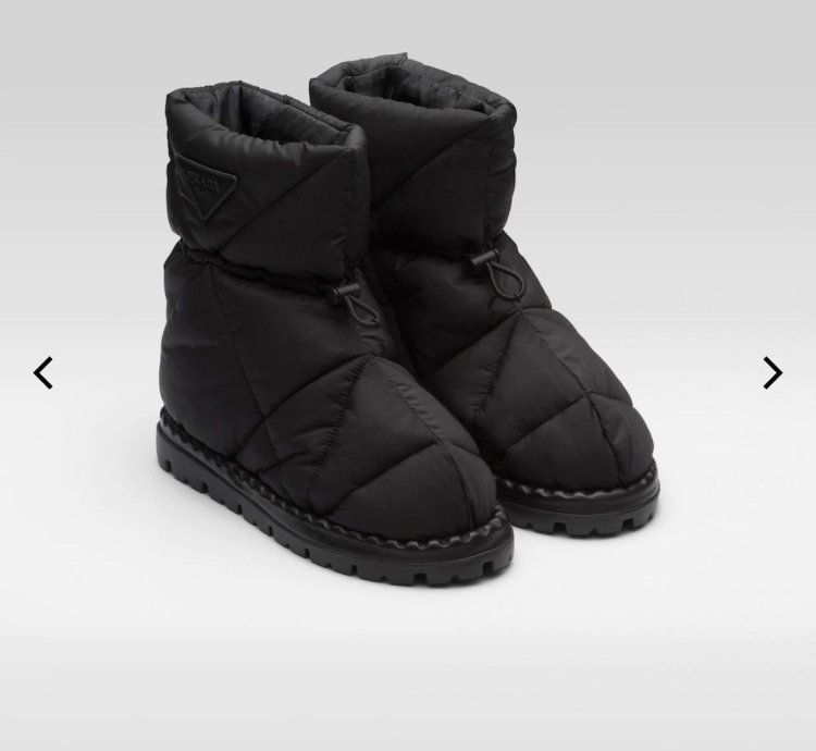 New 9 Prada Nylon Puffer Quilted Padded Boots Winter Snow