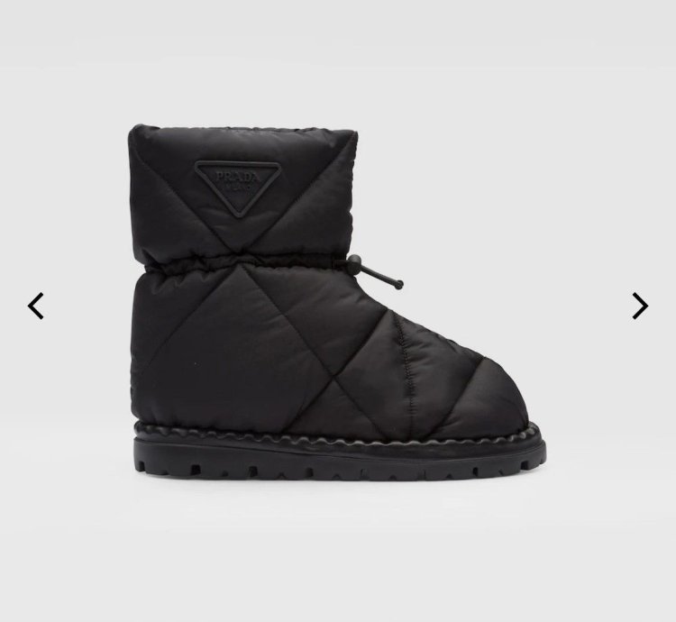 New 9 Prada Nylon Puffer Quilted Padded Boots Winter Snow