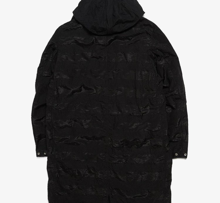 Black Striped Nylon Metal Polyamide Blend Coat
