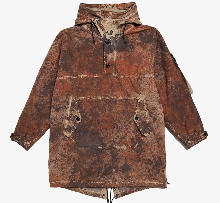 Brown And Orange Paintball Camo Elongated Jacket