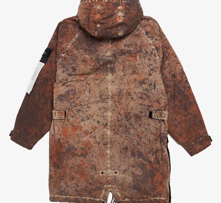 Brown And Orange Paintball Camo Elongated Jacket