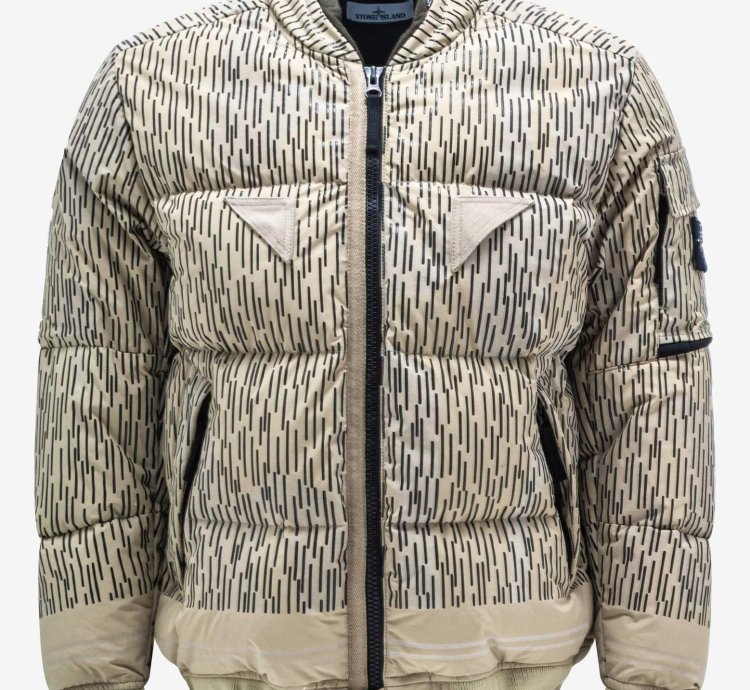 Ecru Naslan Light Watro Rain Camo Down Jacket