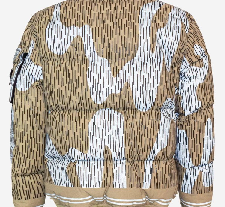 Ecru Naslan Light Watro Rain Camo Down Jacket