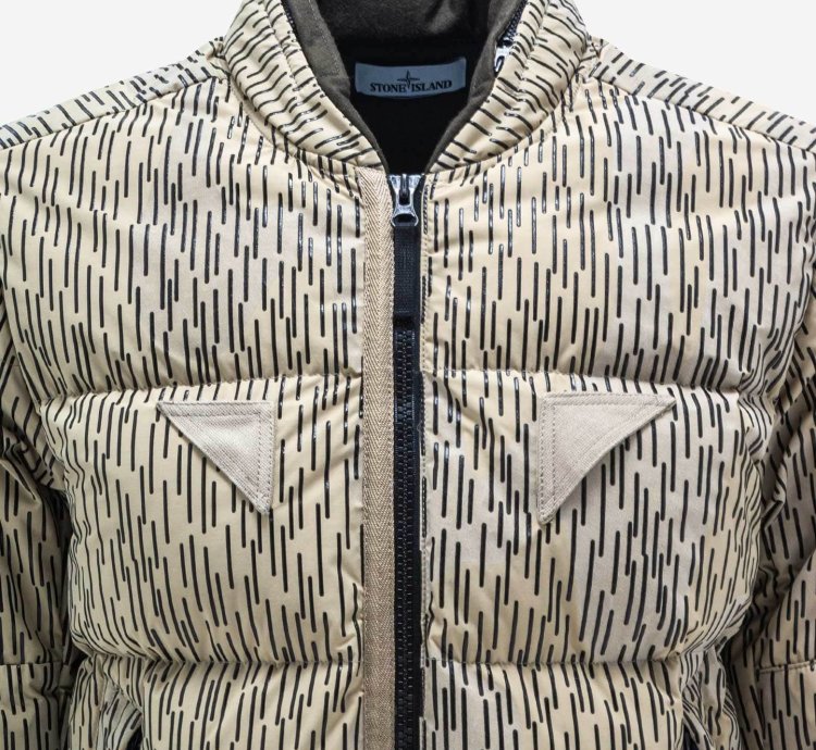 Ecru Naslan Light Watro Rain Camo Down Jacket