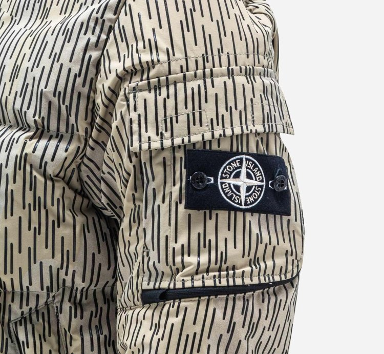 Ecru Naslan Light Watro Rain Camo Down Jacket