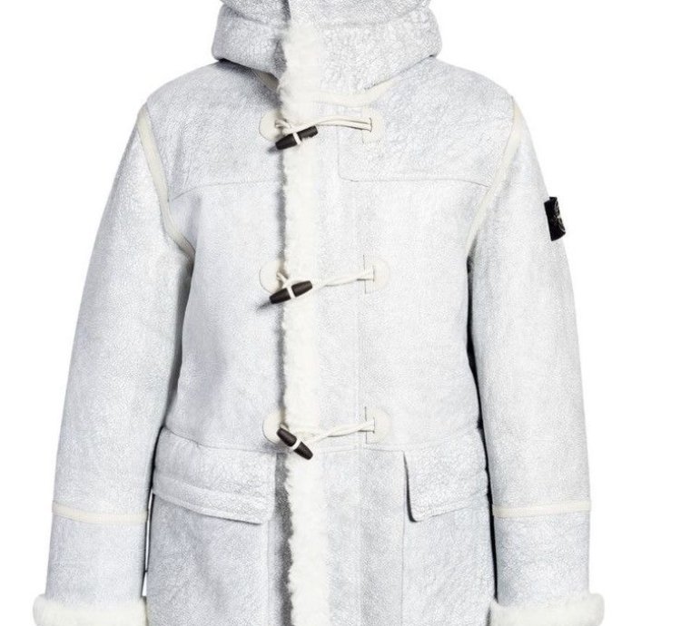 Hooded Genuine Shearling Lambskin Duffle Coat