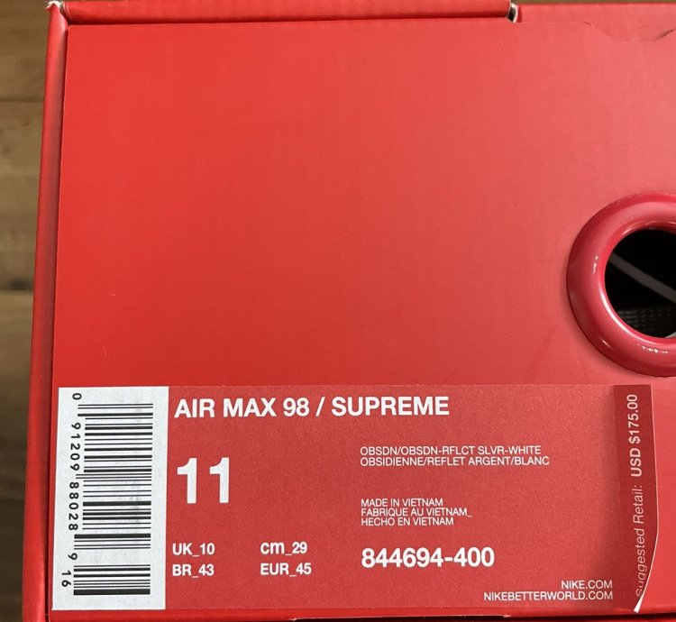Nike Air Max 98 Supreme Obsidian Navy Patent Leather 1 97 95