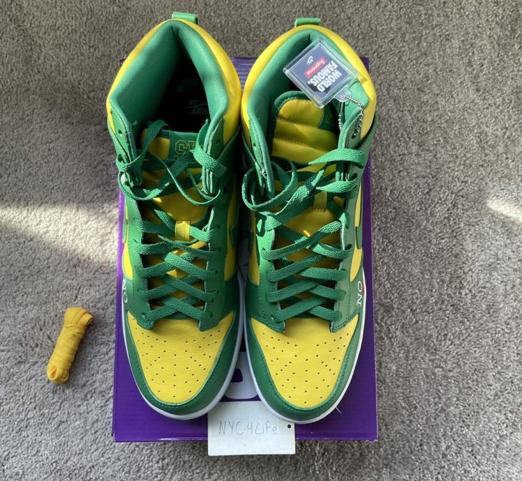 Nike Sb Dunk Hi Og Qs Supreme Brazil Sz 11 Ds