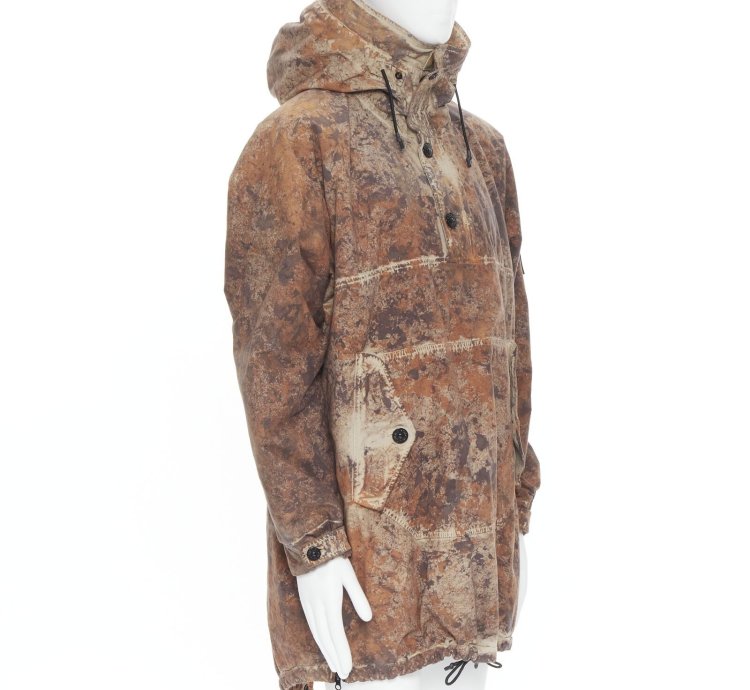 New Stone Island Paintball Camo Cotton Cordura Brown Printed Anorak Parka