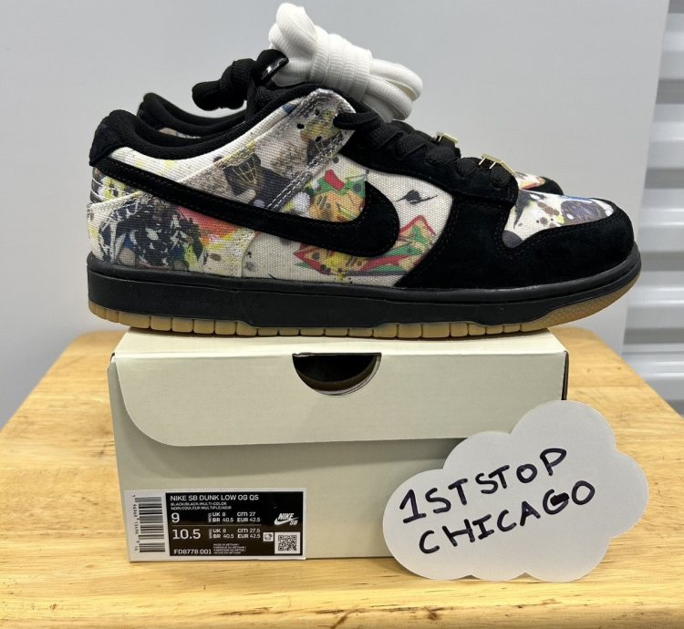Nike Sb Dunk Low Supreme Rammellzee Size 9 Black New