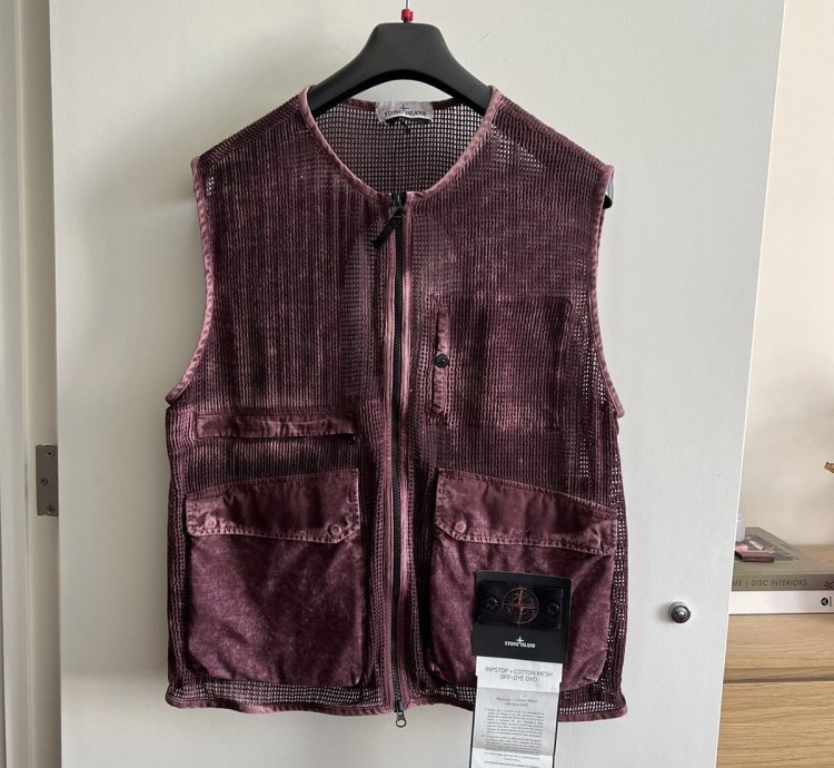 Ripstop Cotton Mesh Pigment Dyed Utility Vest Burgundy