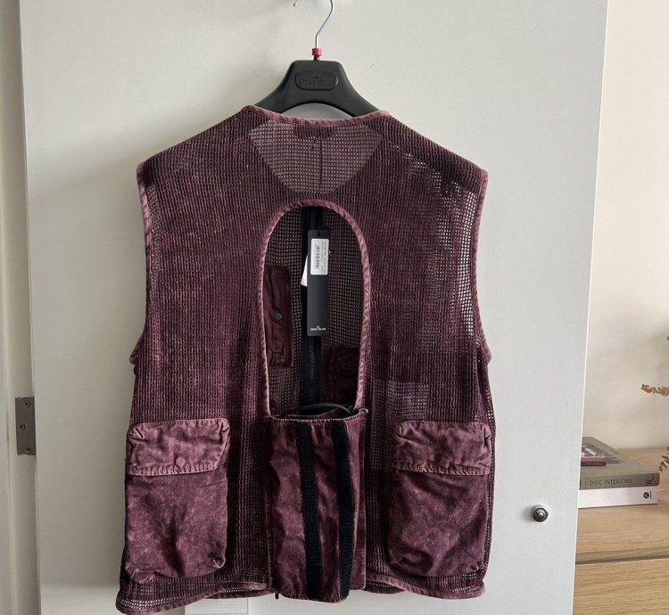 Ripstop Cotton Mesh Pigment Dyed Utility Vest Burgundy