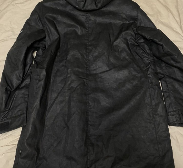 Rubberized Linen Fishtail Parka