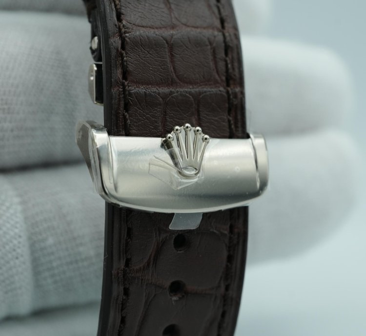 Rolex 1908 39 Mm White Dial Brown Leather Strap Complete Set 2024 Unworn 52509