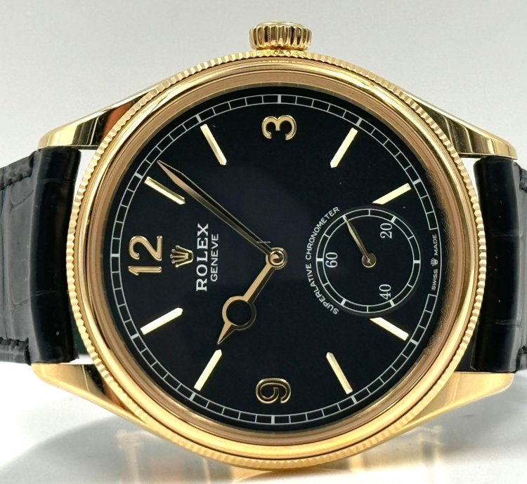 Rolex 1908 39mm Black Dial Yellow Gold 52508 Unworn 2024
