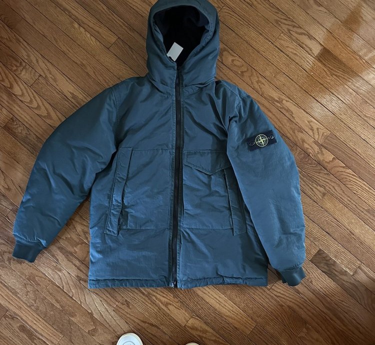 Stone Island 100 Down Compass Patch Jacket Green