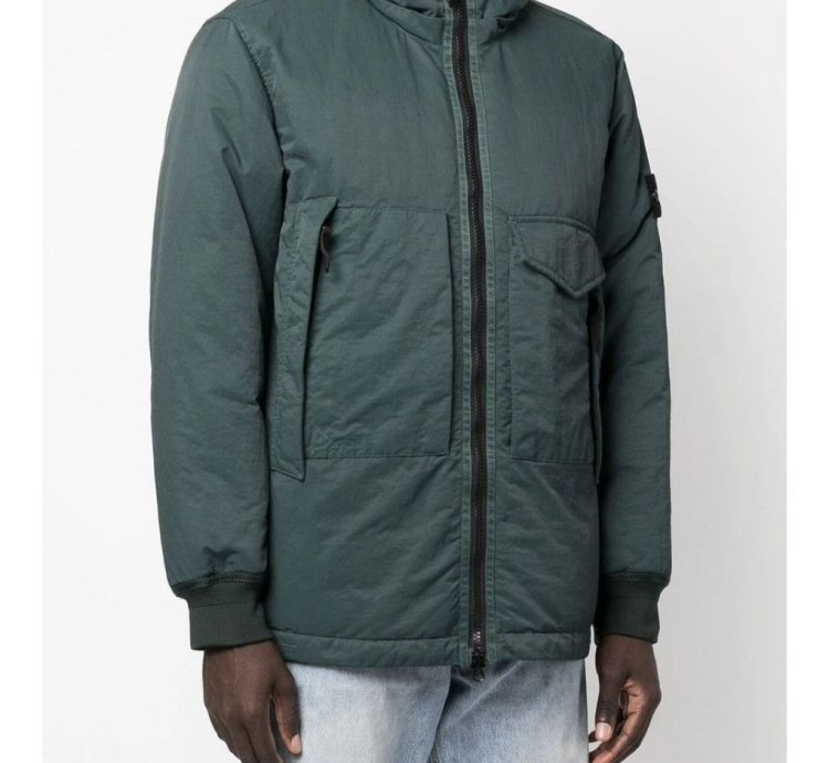 Stone Island 100 Down Compass Patch Jacket Green