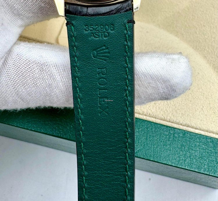 Rolex 1908 39mm Black Dial Yellow Gold Leather Strap 52508 Unworn 2024