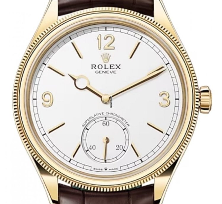 Rolex 1908 39mm White Dial Yellow Gold Leather Strap Unworn 2024