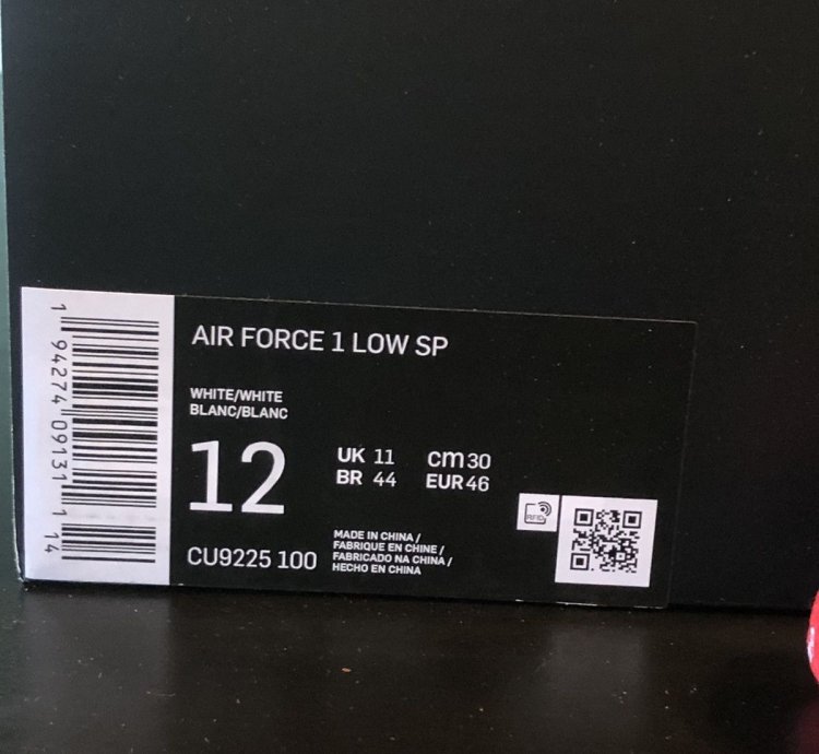 Nike Supreme Air Force 1 Low In White Size Uk 11 Us 12