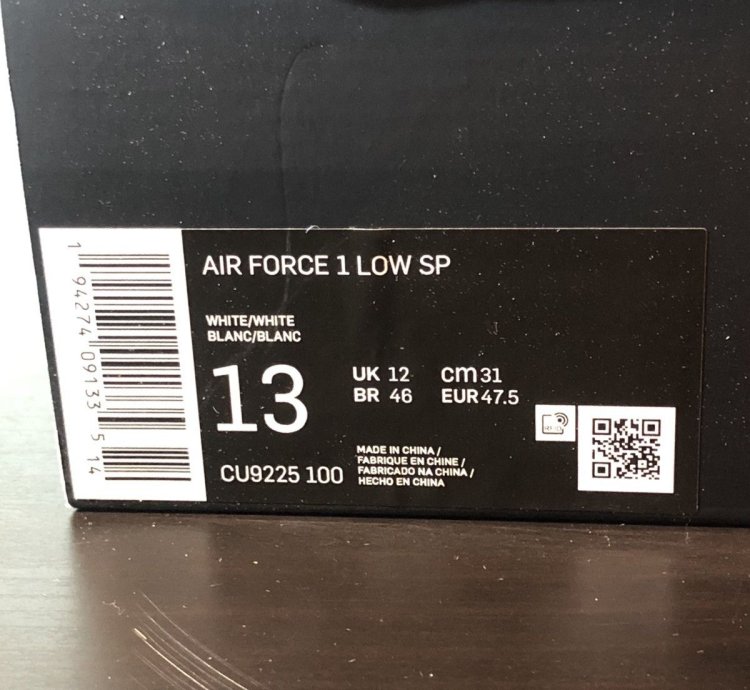 Nike Supreme Air Force 1 Low In White Size Uk 12 Us 13