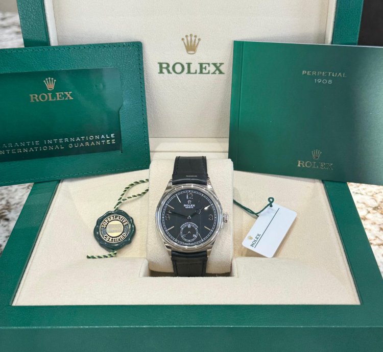 Rolex 1908 White Gold Black Dial Full Set 2024
